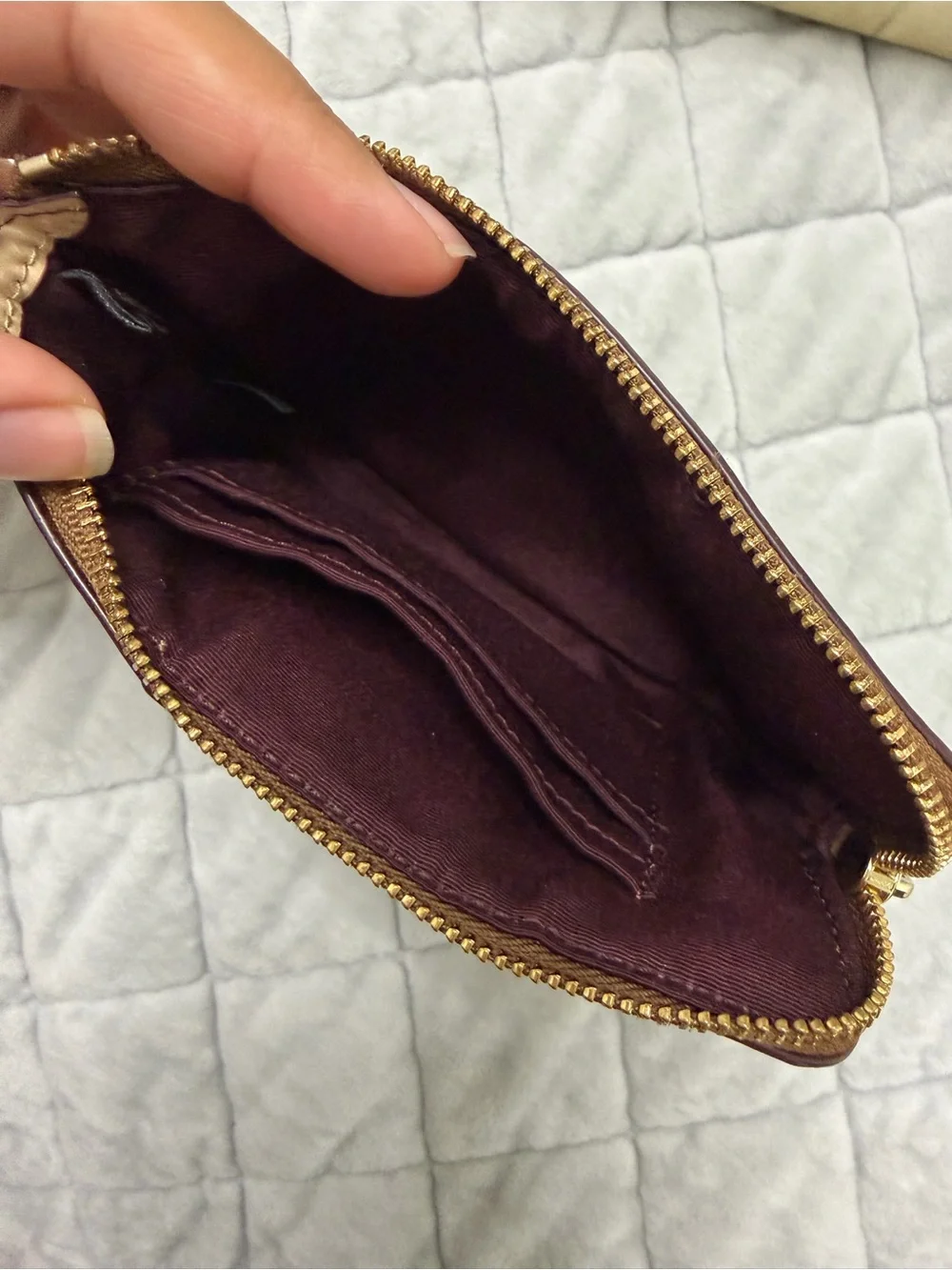 Coach Signature Wristlet with Patent Leather Trim